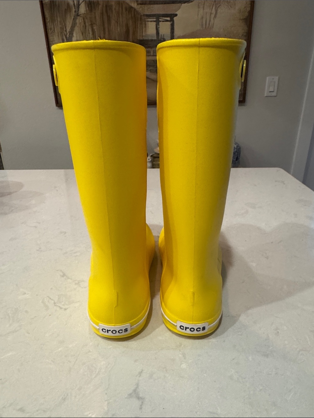 CROCS Kids Crocband Jaunt Bright Yellow Tall Waterproof Rain Boots Size 5W - Picture 4 of 7